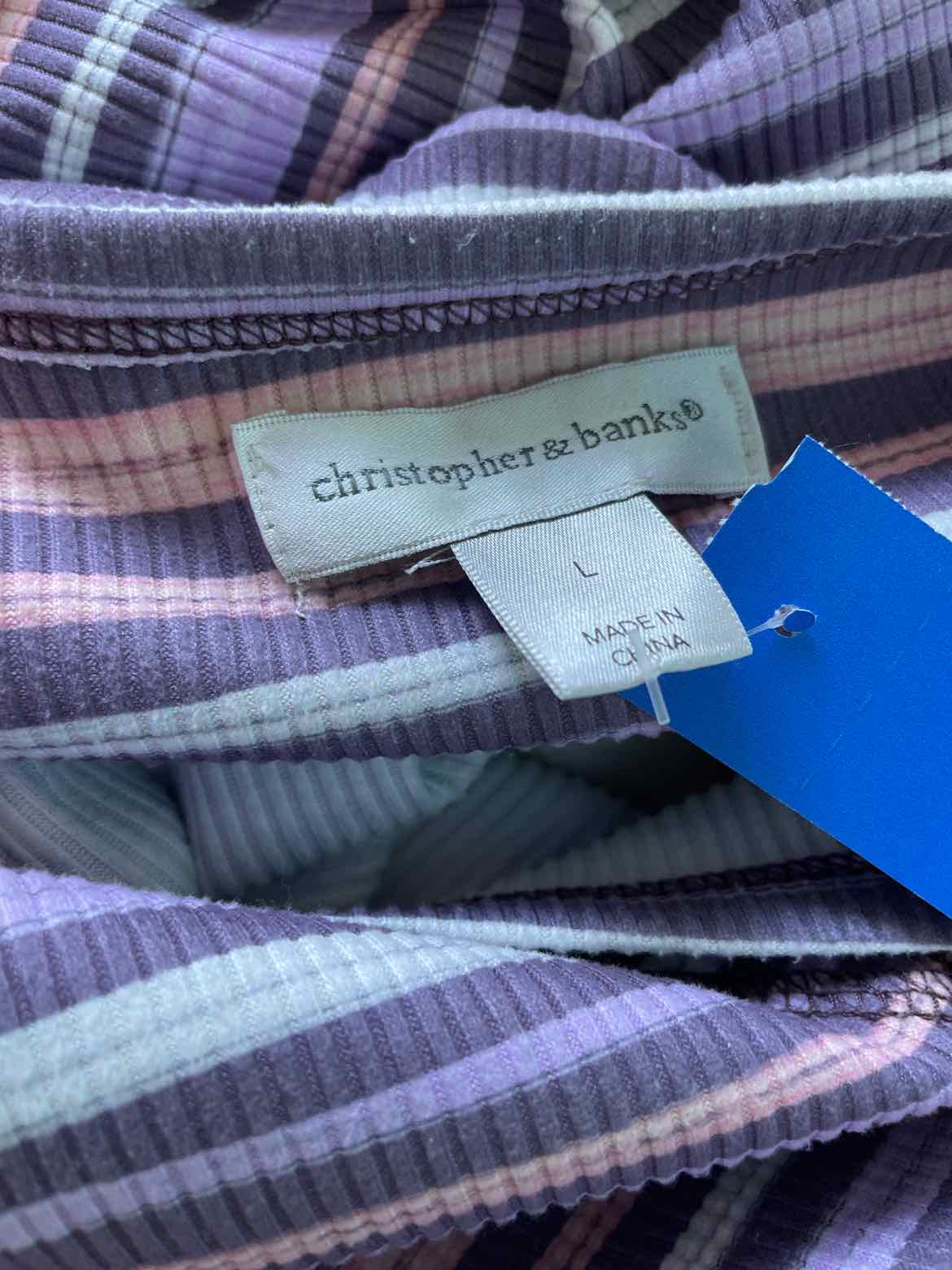 Christopher & Banks Size L Purple Print Shirt