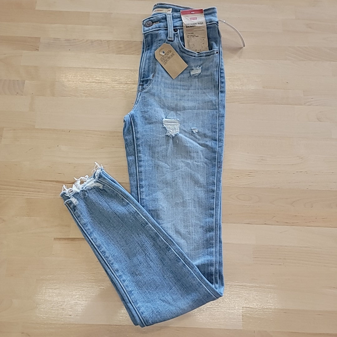 Levi's Size 24 721-High Rise Skinny-Jeans Medium Blue