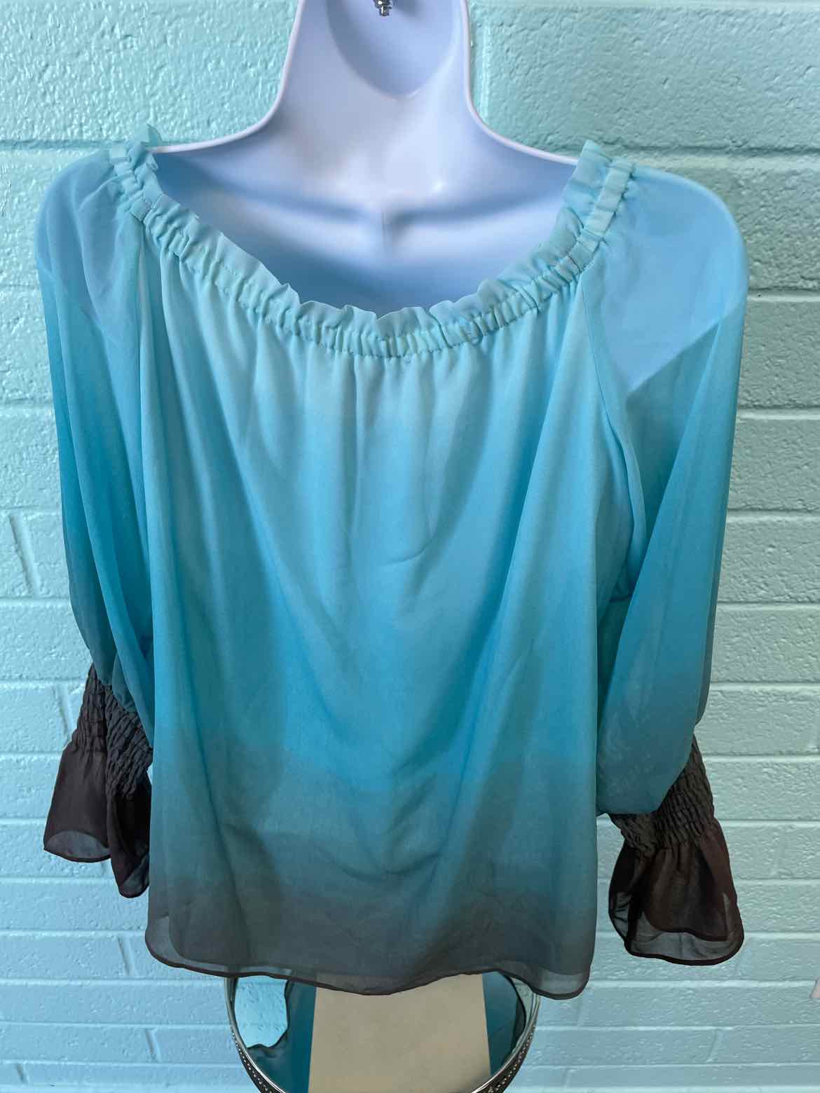 White House Black Market Size S Powder Blue Print Blouse