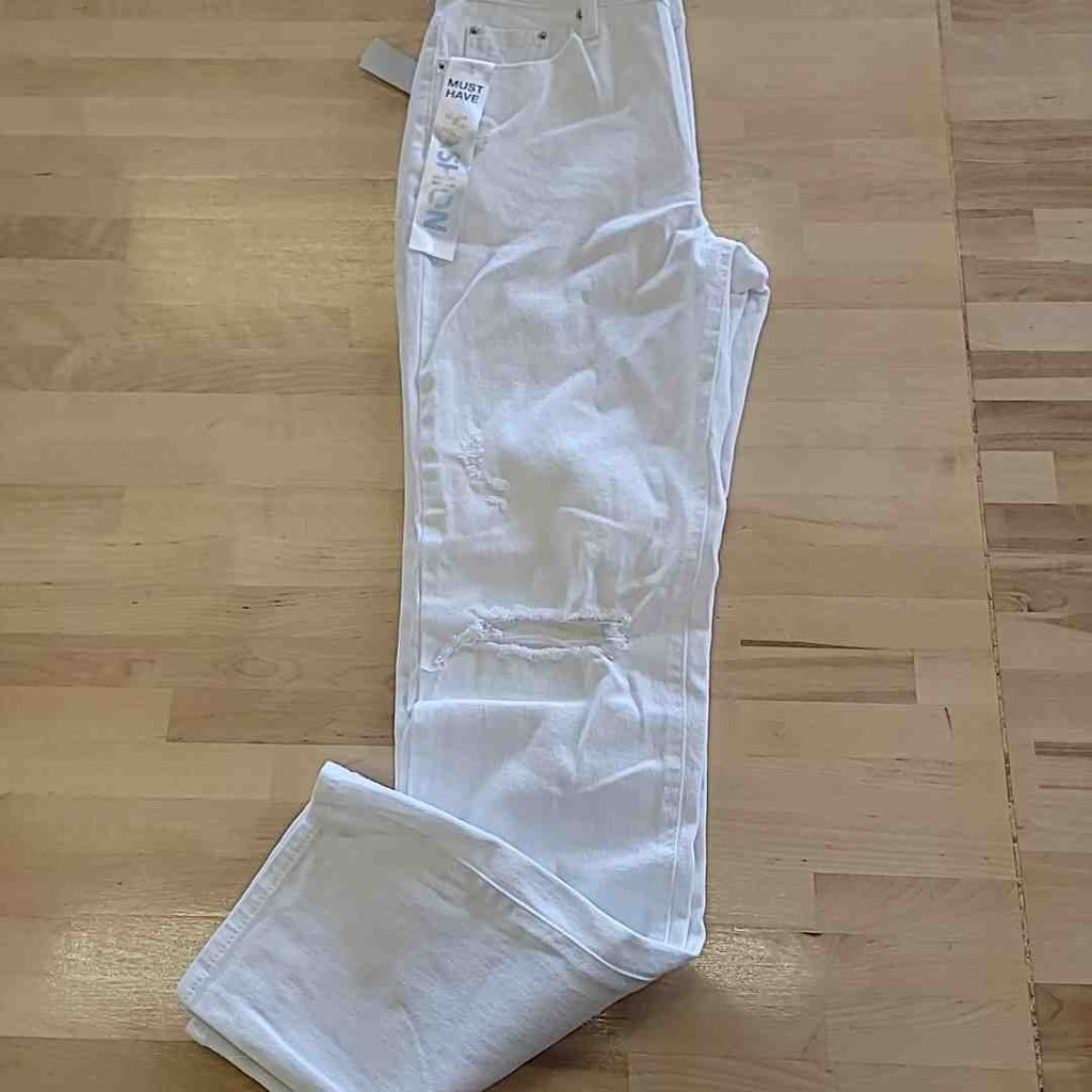 tinceltown Size 1 White Relaxed Ripped High-Rise Straight-Leg Jeans  NWT