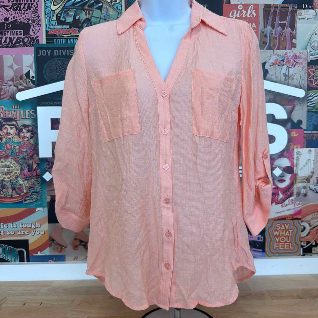 BCX Size XS Cotton Two-Pocket Roll-Tab-Sleeve Shirt