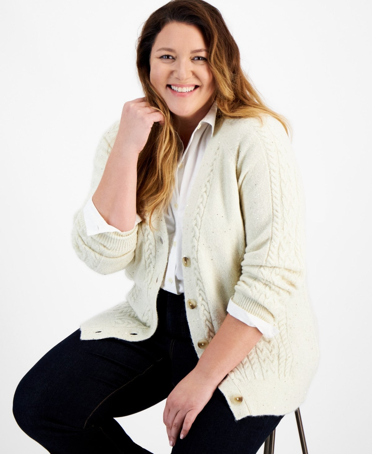 Style & Co. Size 1X Beige Cardigan