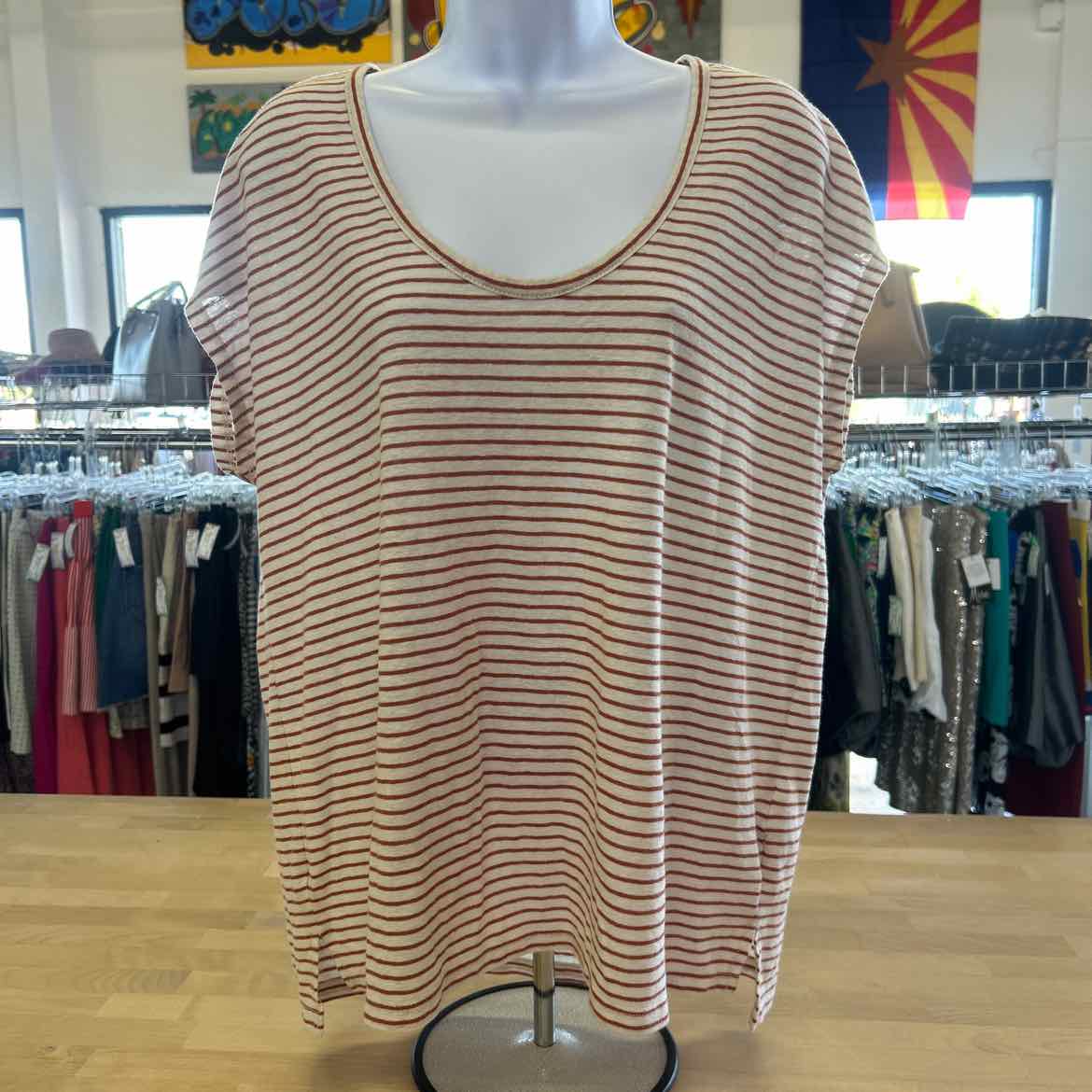 Madewell Size L White Orange Preloved Sleeveless