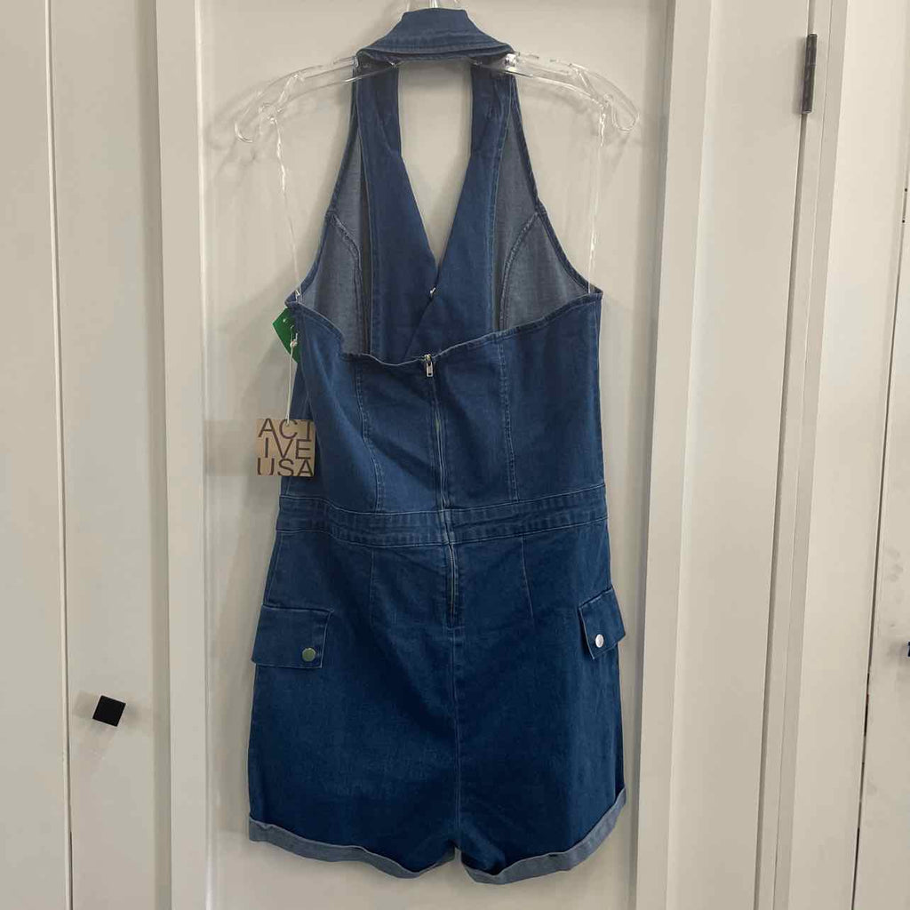 Active USA Size L Denim Preloved Romper