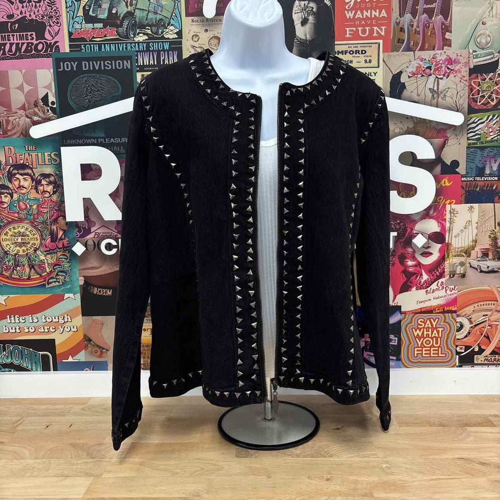 Diane Gilman Size L Black Preloved Jean Jacket