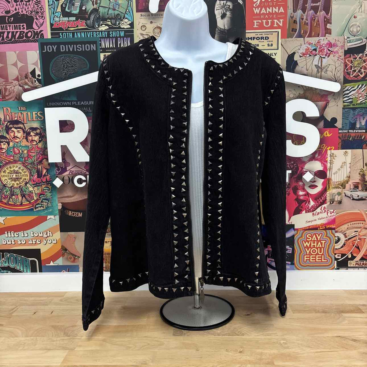 Diane Gilman Size L Black Preloved Jean Jacket