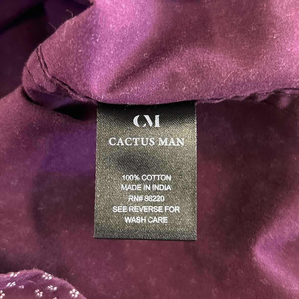 Cactus Man Size L Burgundy Preloved MENS Button Down Shirt
