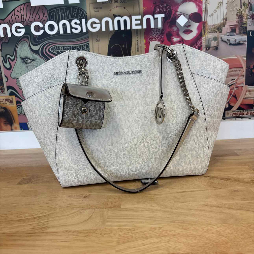 Michael Kors White/Silver Totes