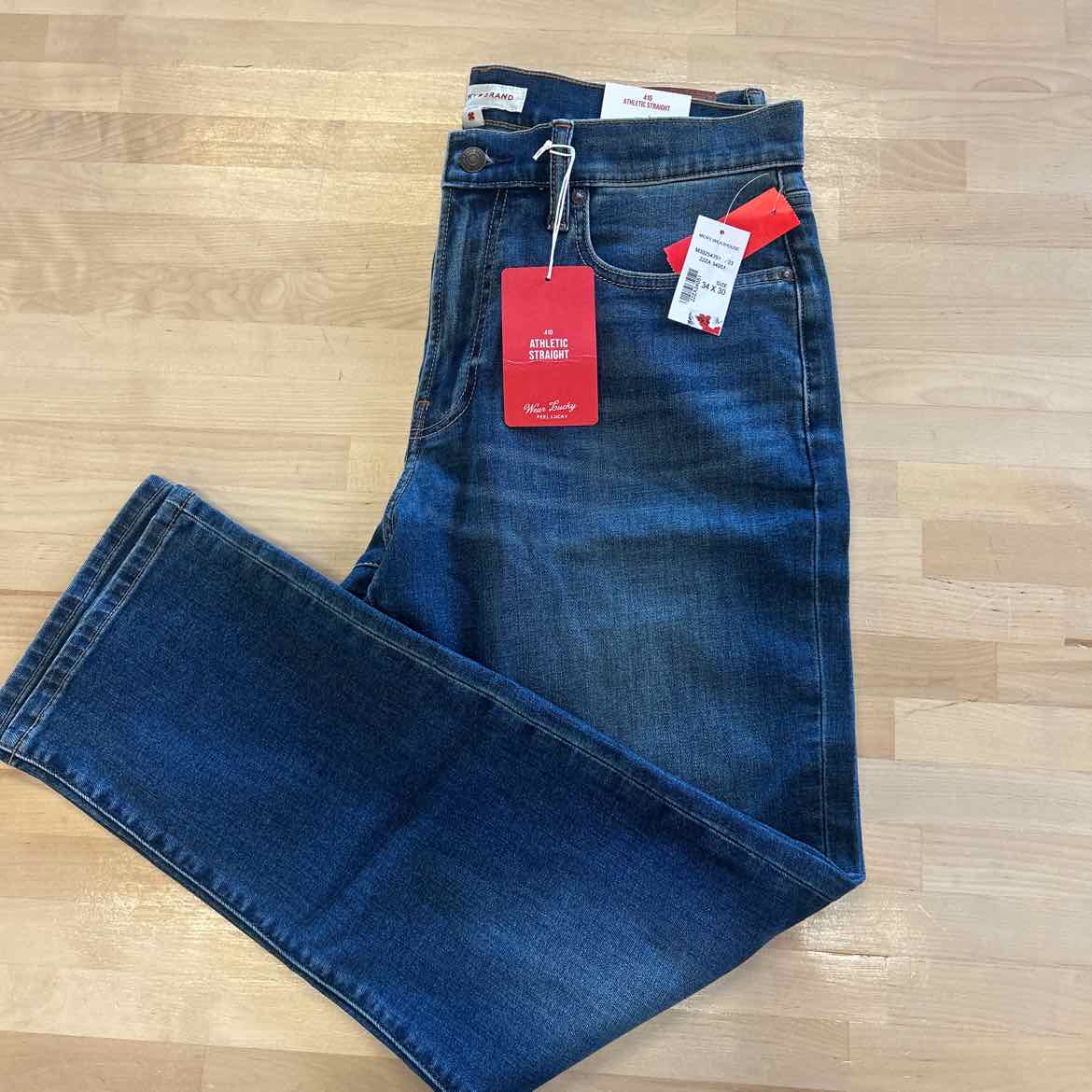 Lucky Brand Size 34x30 410 Athletic Straight Blue MENS Jeans NWT