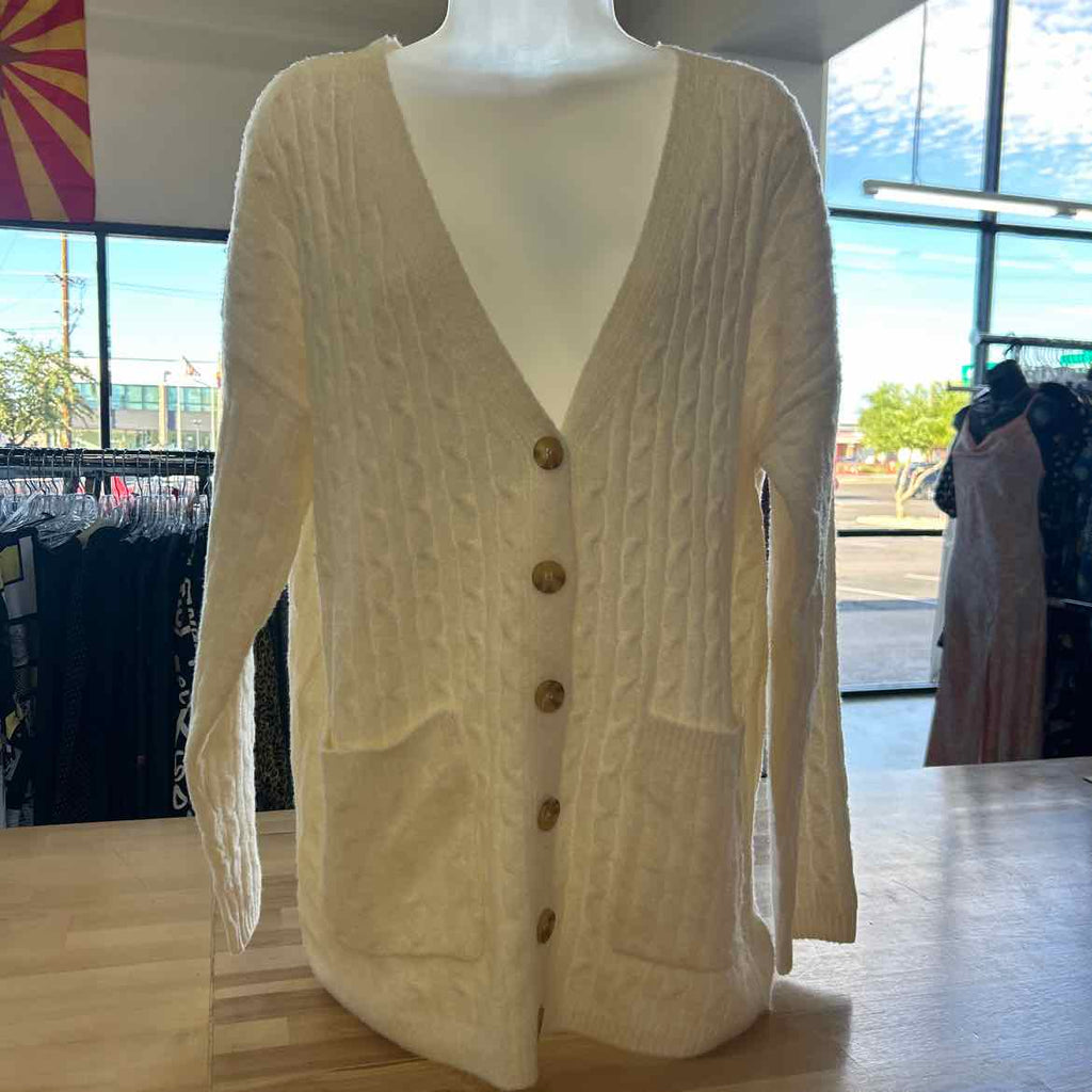 hippie rose Size L Cream Knit Cardigan