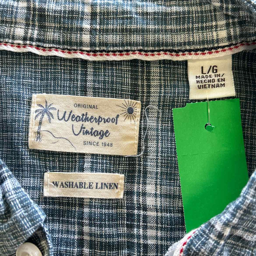 Weatherproof Size L Blue Preloved MENS Button Down Shirt