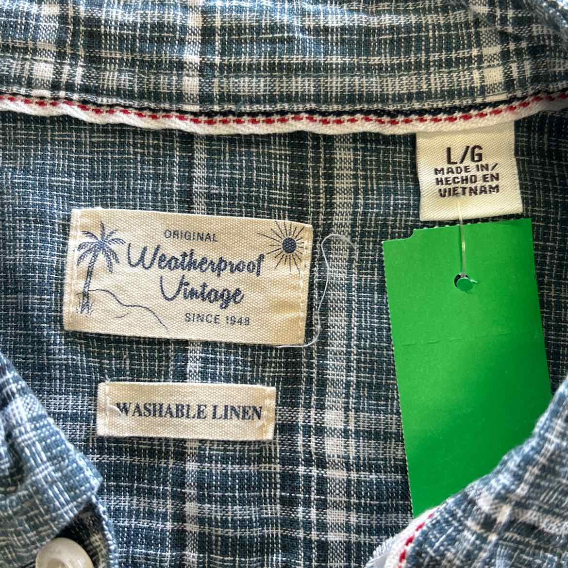 Weatherproof Size L Blue Preloved MENS Button Down Shirt