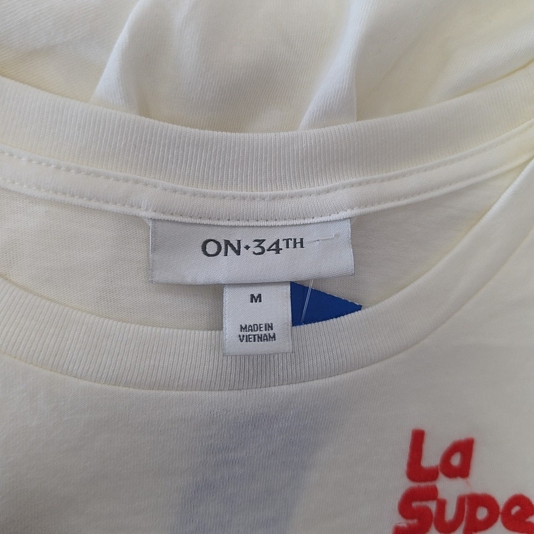 On 34th Size M White New T-Shirt SS