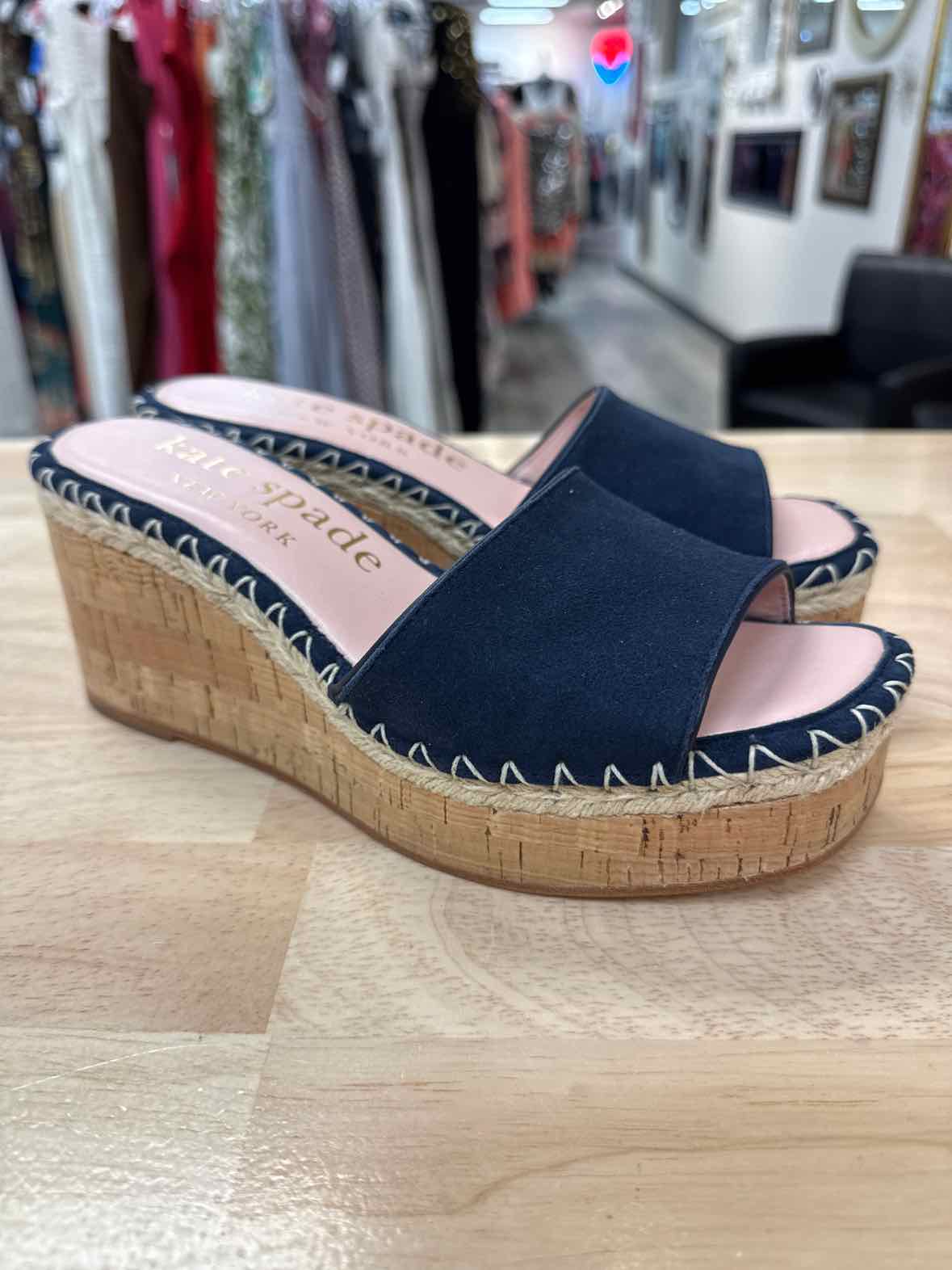 Kate Spade Size 7 Navy Preloved Cosette Platform Mule Sandals