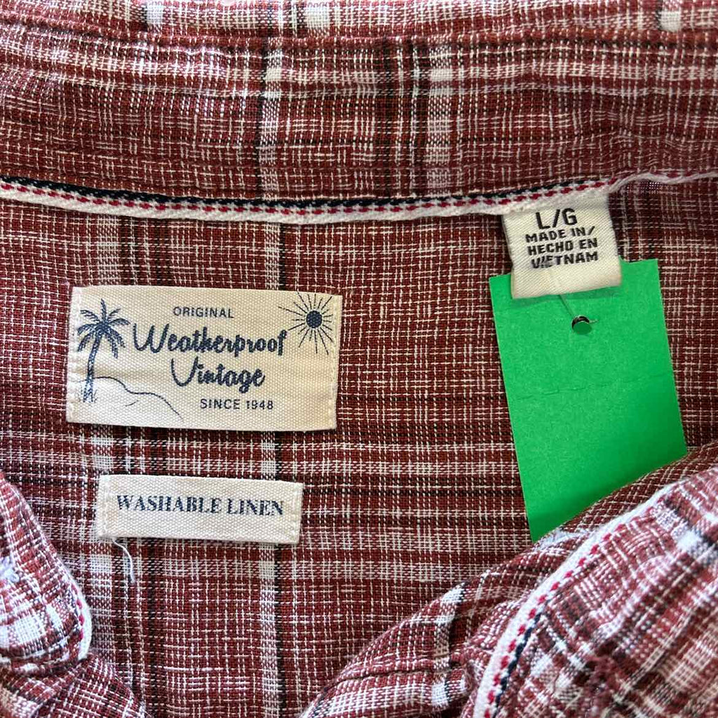 Weatherproof Size L Red Preloved MENS Button Down Shirt