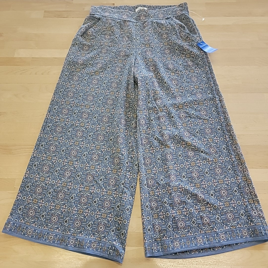 Max Studio Size M Blue Floral Print Wide Leg  Pants