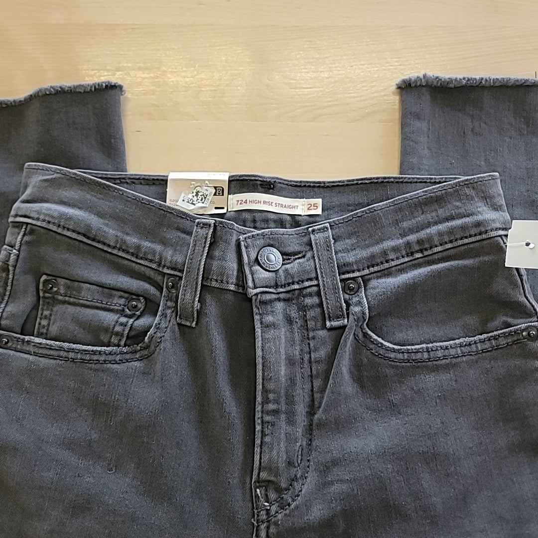 Levi's Size 25 724 Straight-Leg Jeans - Control the Damage Black
