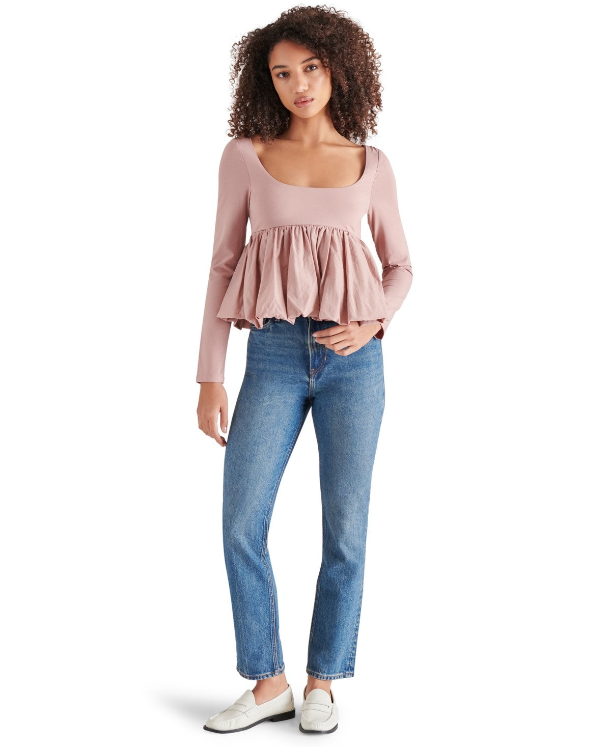 Steve Madden Size M Avielle Long-Sleeve Peplum Top