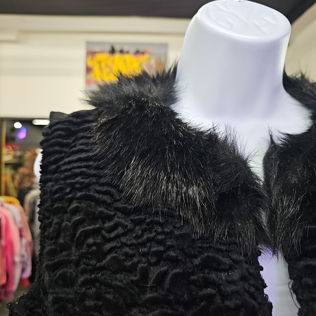 Jaclyn Smith Size S Black Fur Vest