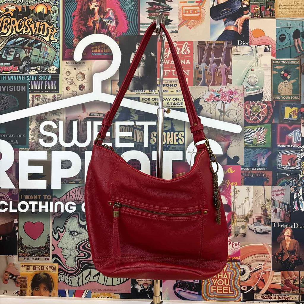 The Sak Red Pebbled Leather Preloved Handbag