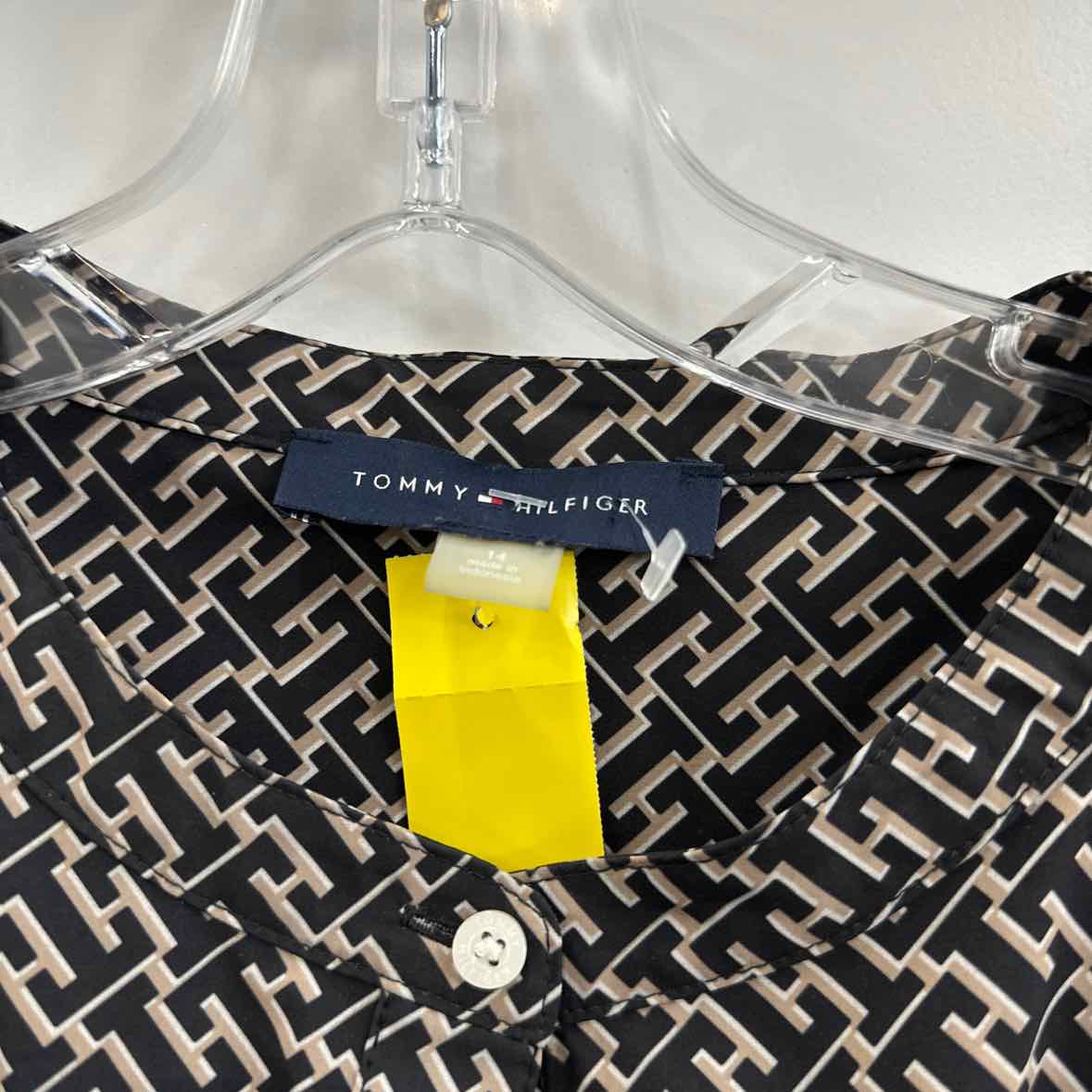 Tommy Hilfiger Size 14 Black/Brown Dress