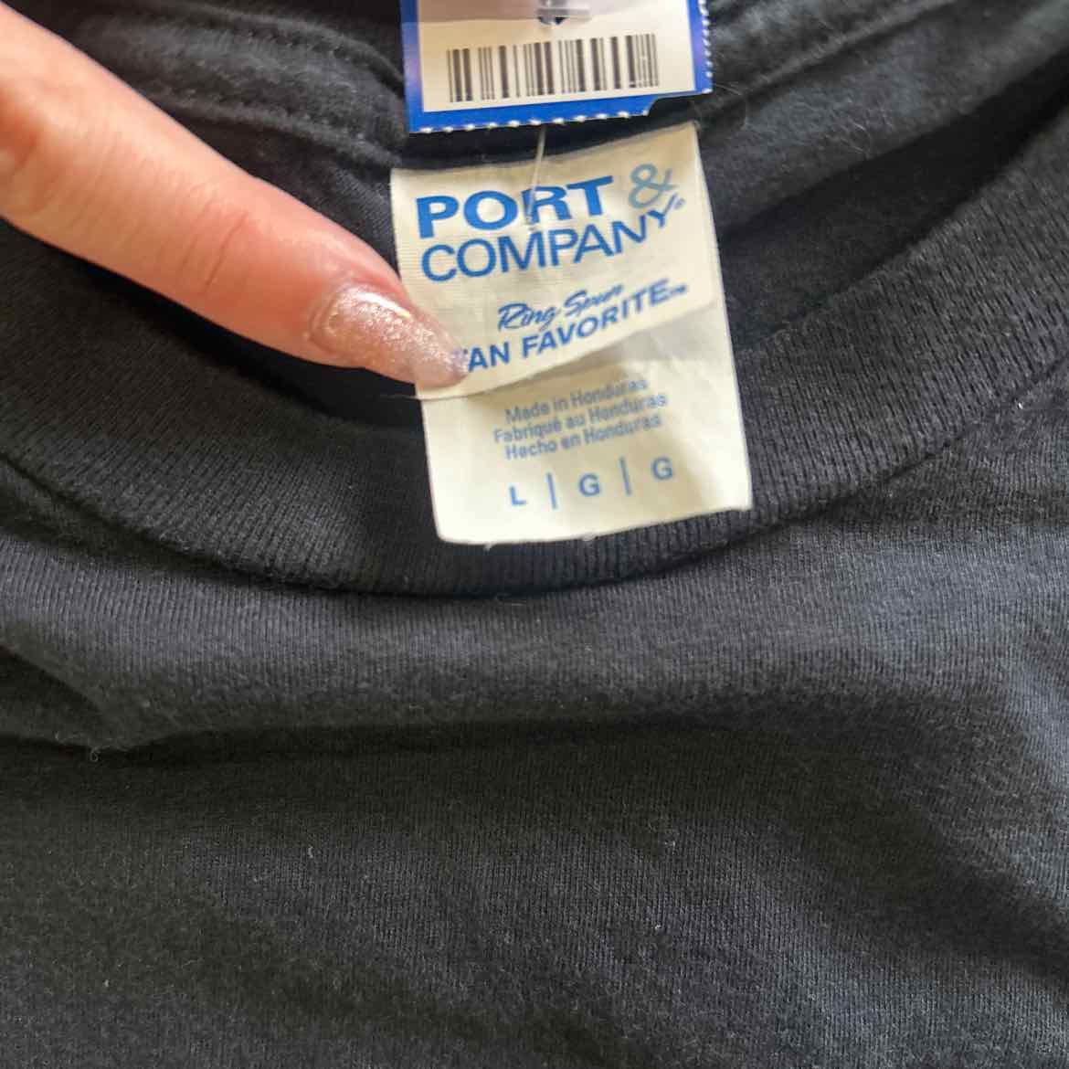 Port & Co. Size L Black Preloved T-Shirt SS