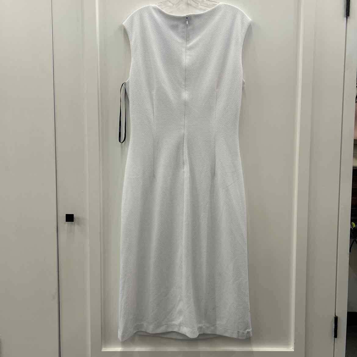 Kasper Large Asymmetrical Neck Ruched MIDI Dress, White
