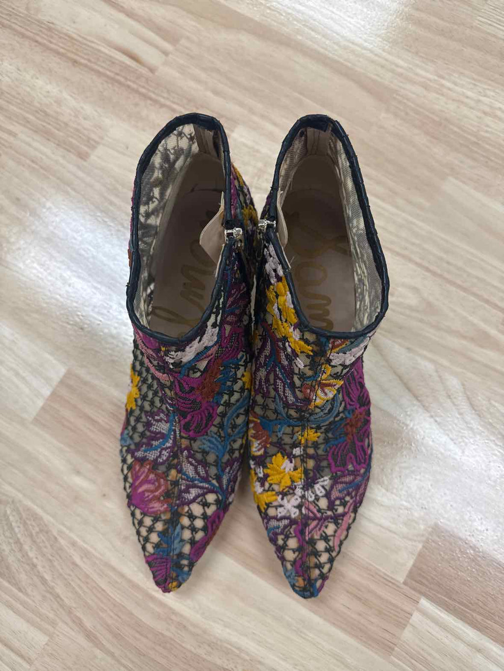 Sam Edelman Size 10.5 Purple Print Embroider Preloved Bootie
