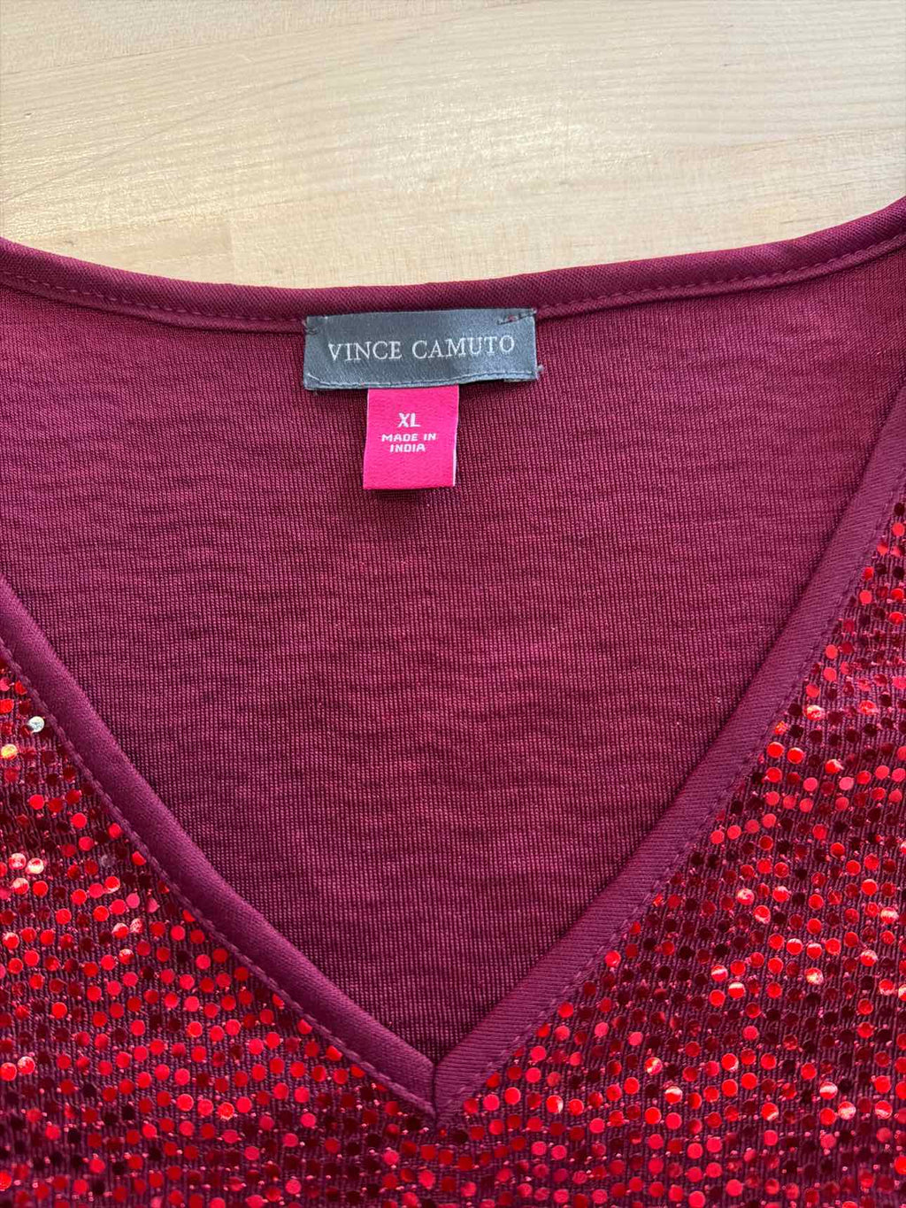 Vince Camuto Size XL Red Sequined Blouse