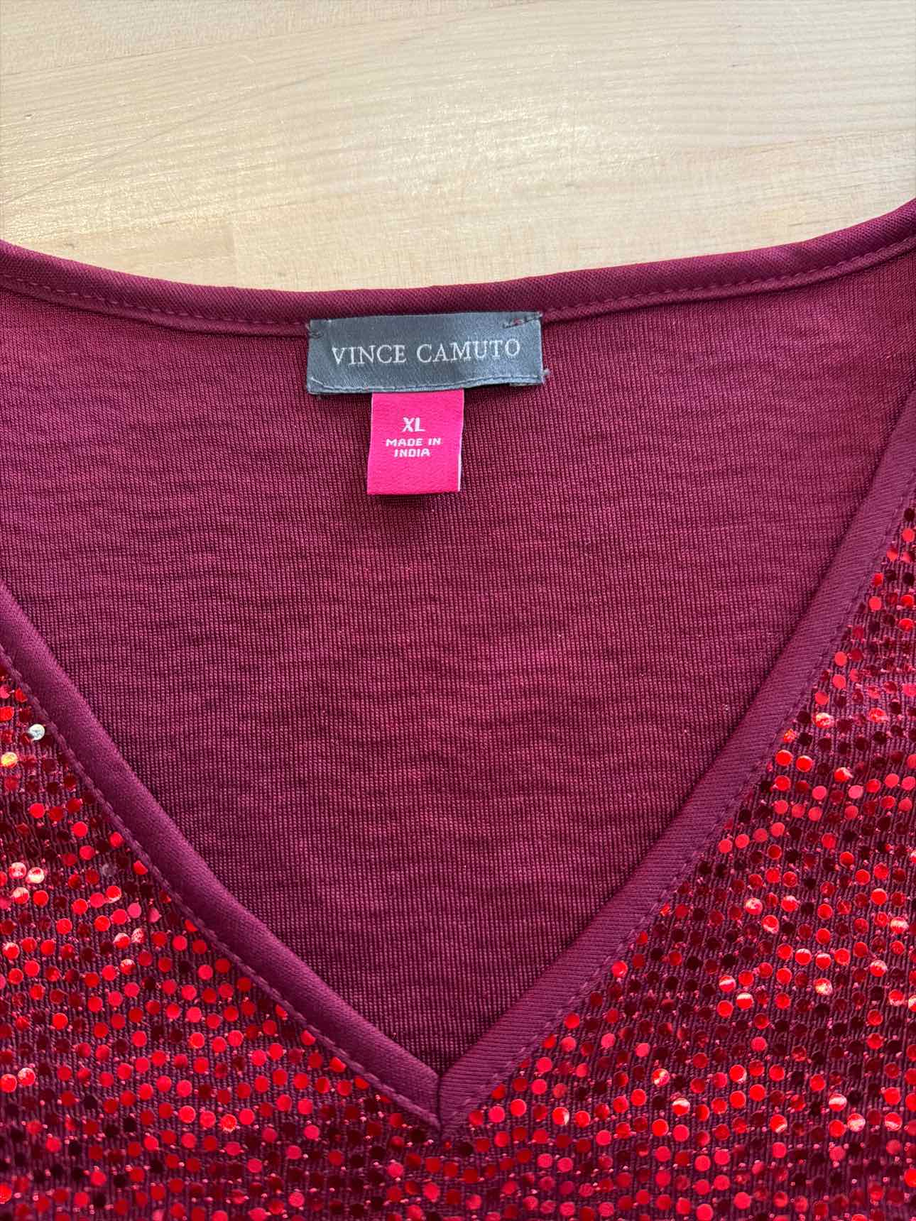 Vince Camuto Size XL Red Sequined Blouse