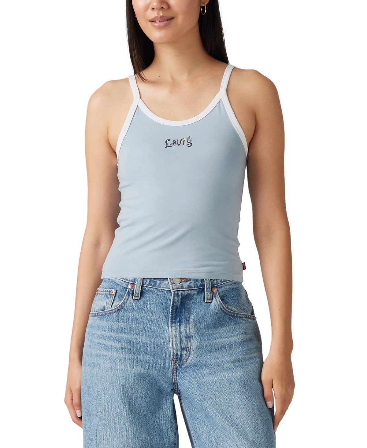 Levi's Size S Molly Tank Top - Festival Logo Dusty Blue/bright White