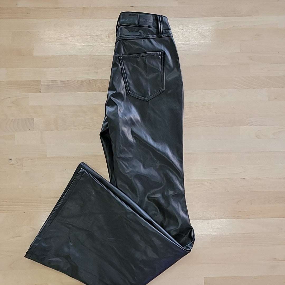 dollhouse Size 1/2 Black Faux Leather Hi Rise Flare Jeans