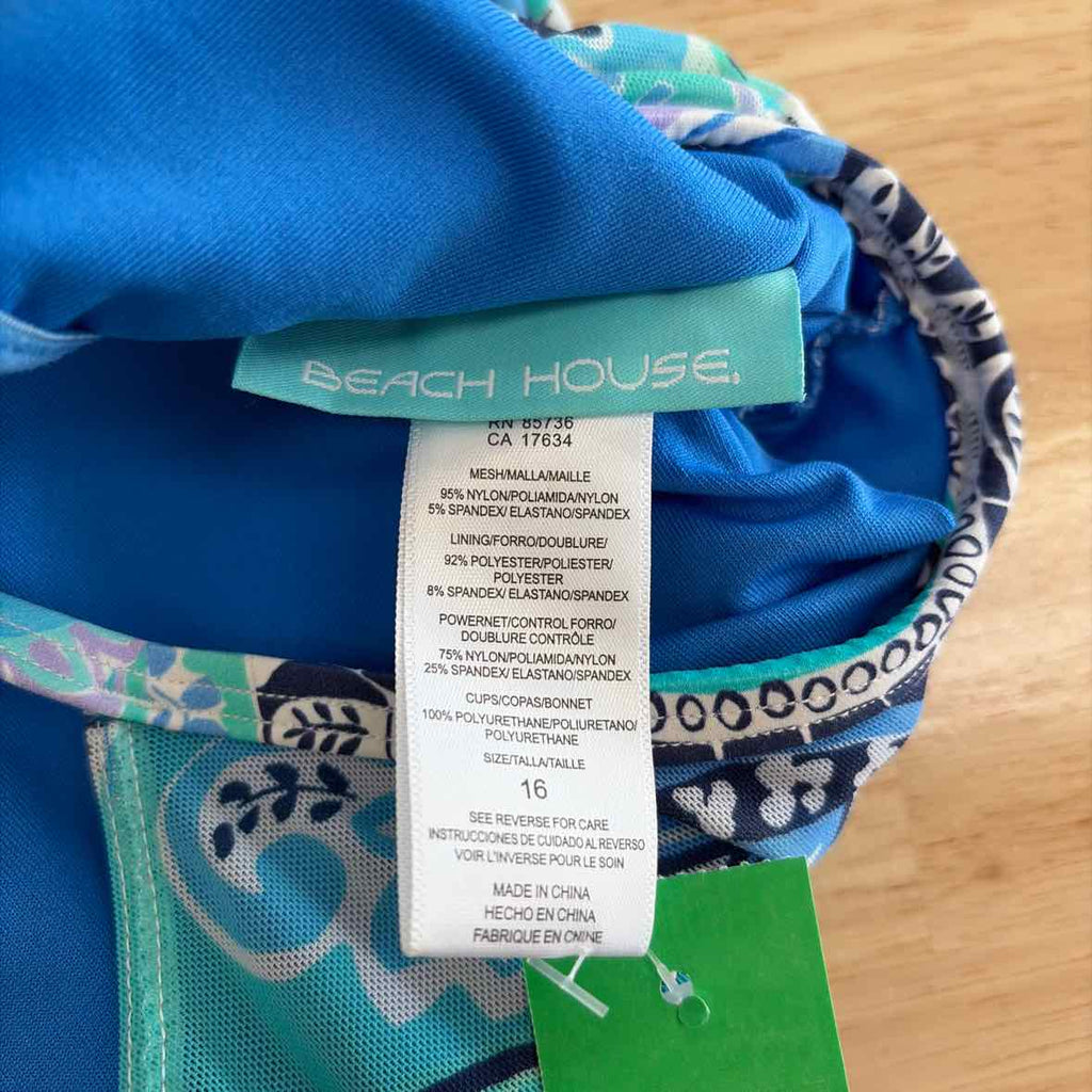 beach house Size 16 light blue print Swimsuit Bottom/Top