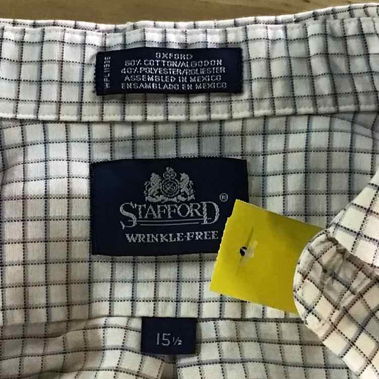 Stafford Size 15.5 White Preloved MENS T-shirt
