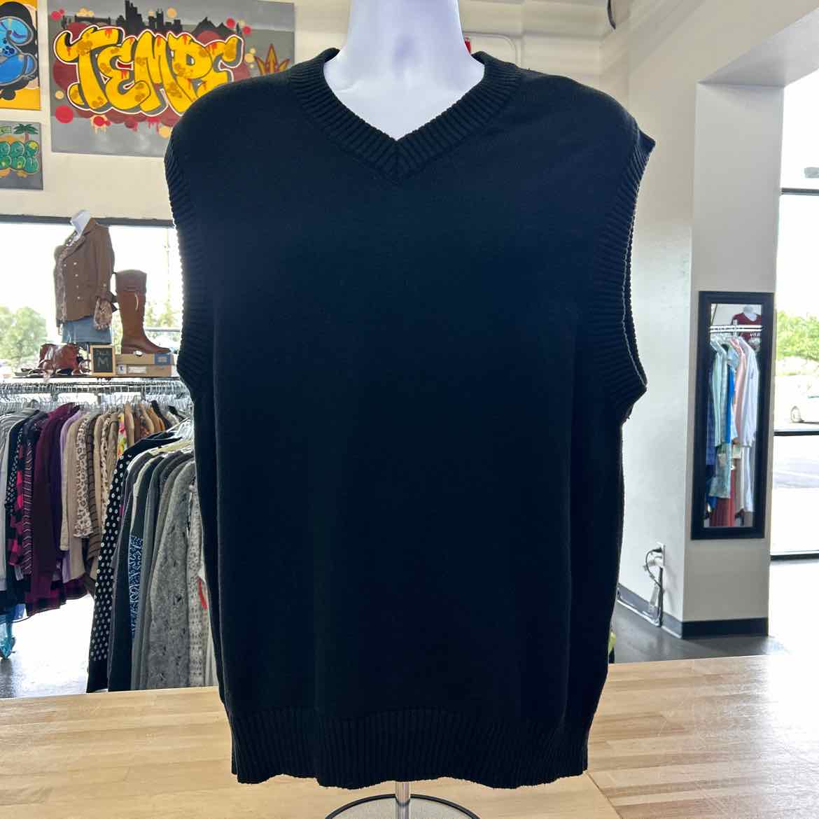 Cotton on Pullover Vintage Knitted Vest in Black