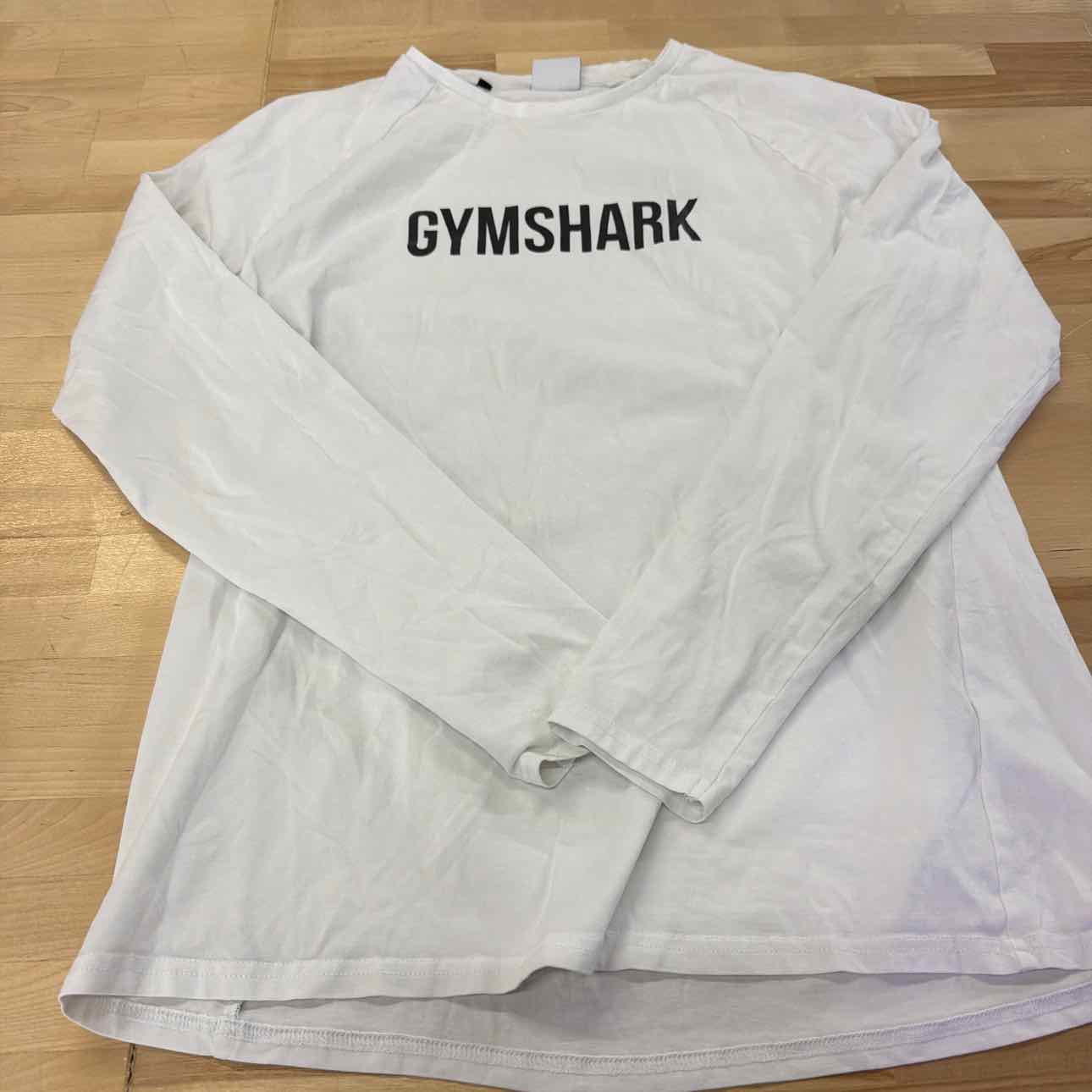 GYMSHARK Size L White MENS Athletic Long Sleeve