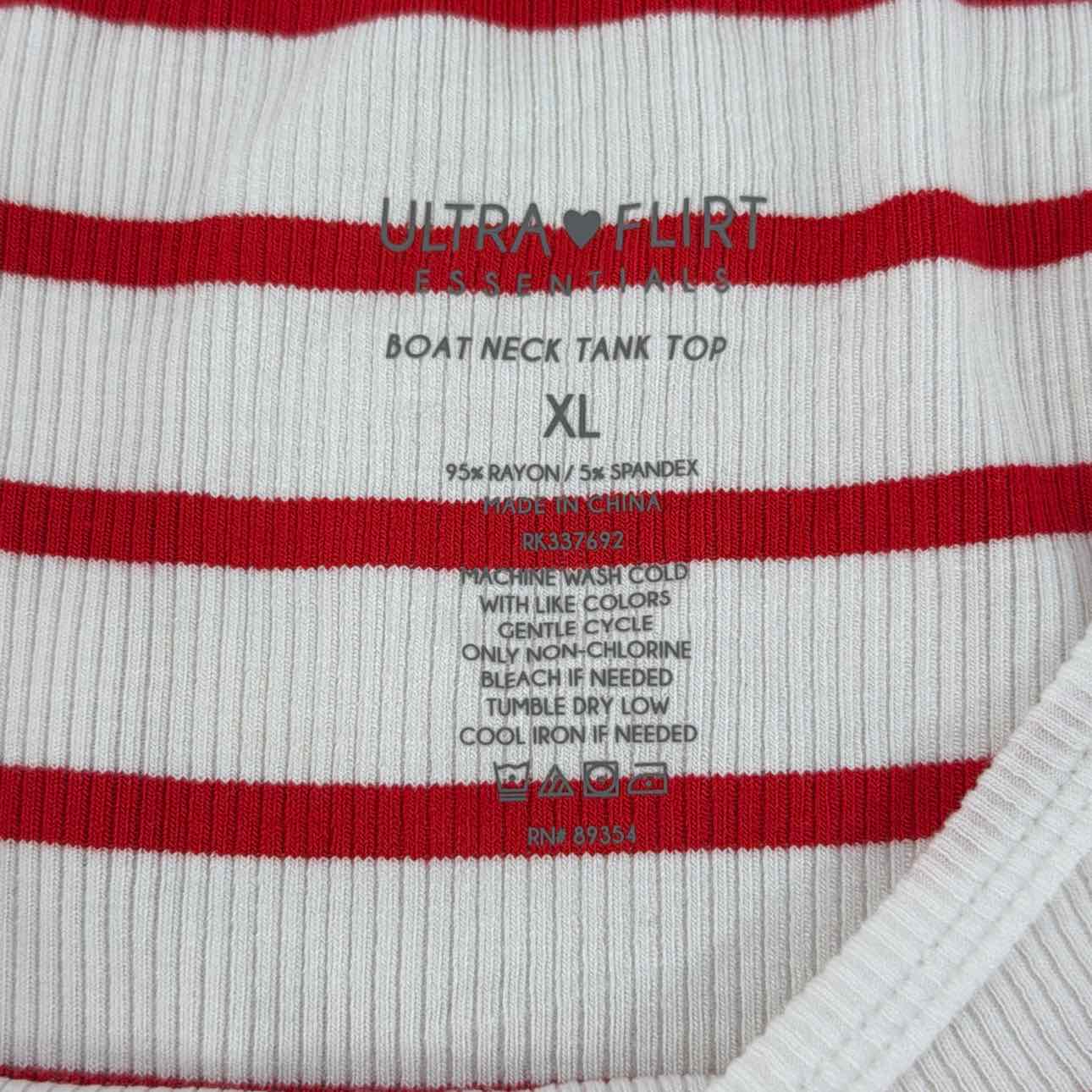 ultra flirt Size XL Striped Boat-Neck Tank Top
