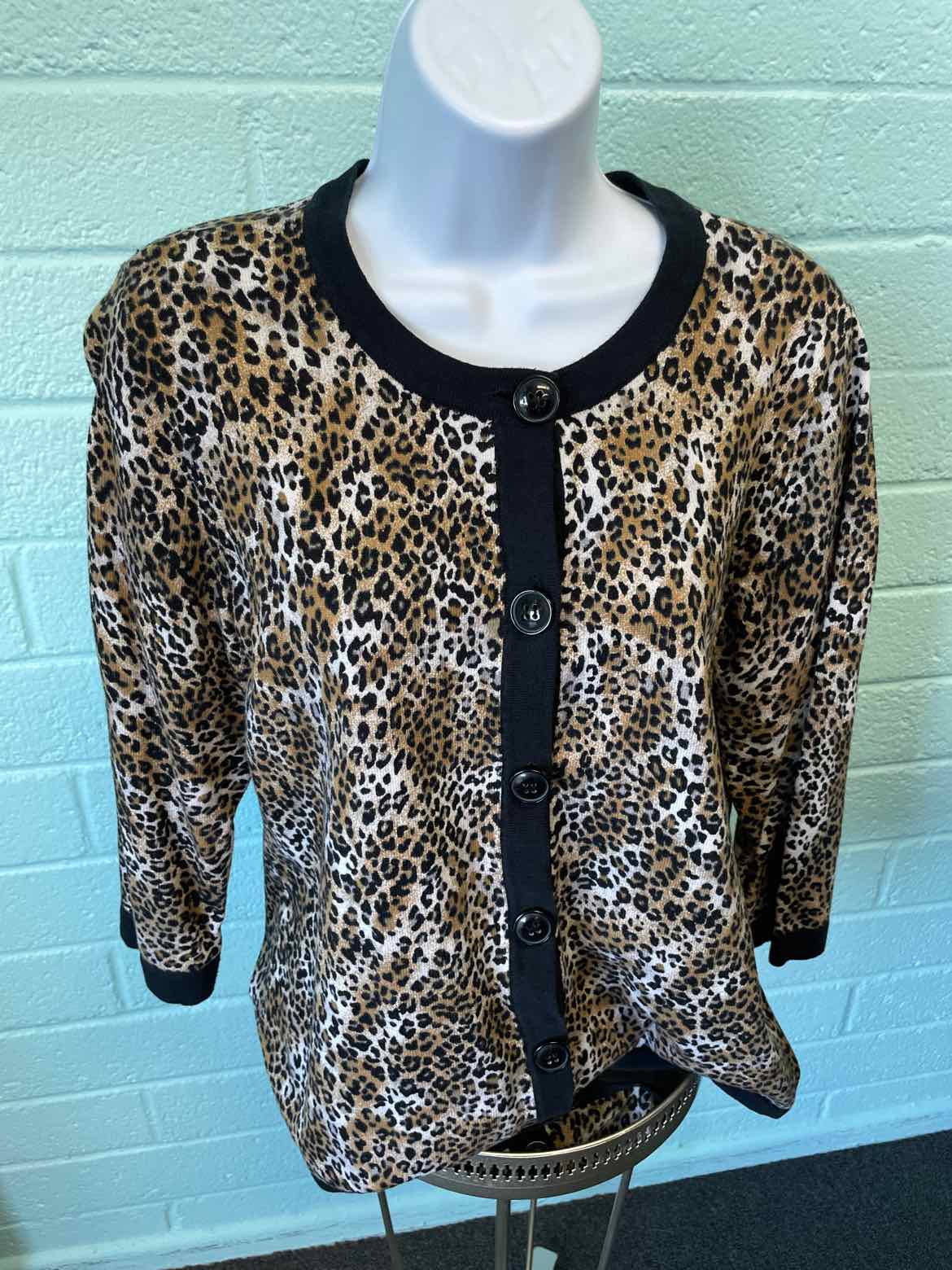 Karen Scott Size L Black & beige Cardigan