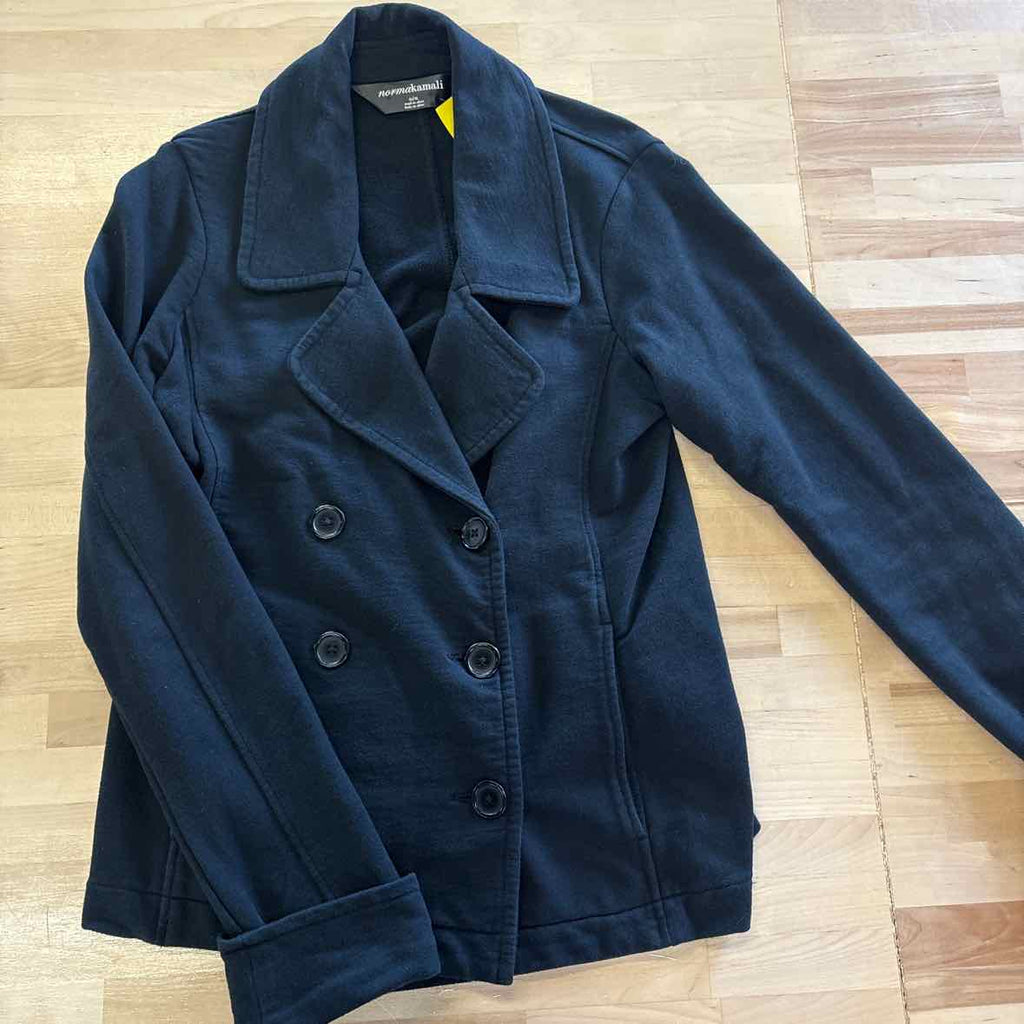 Norma Kamali Size M Black Double Breasted Pea Coat
