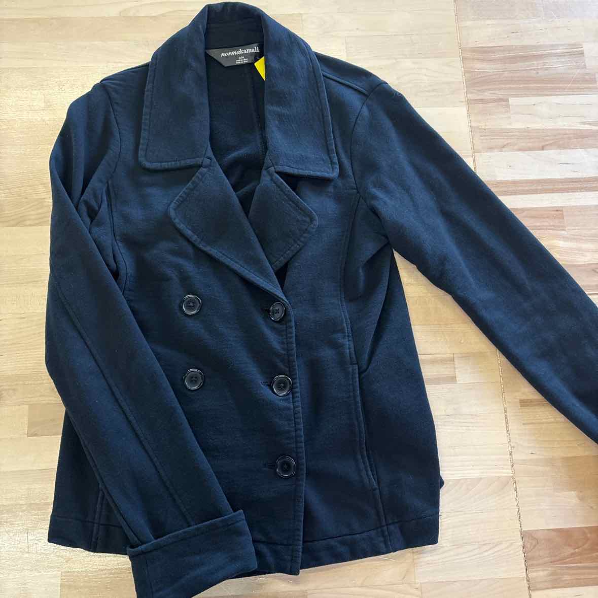 Norma Kamali Size M Black Double Breasted Pea Coat