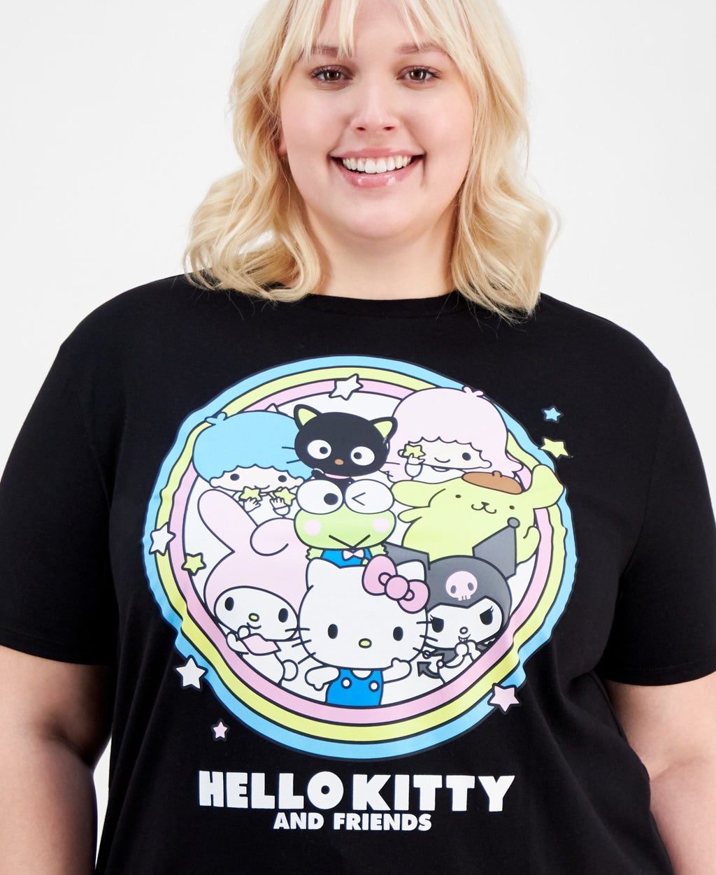Love Tribe Trendy Plus Size Hello Kitty Graphic T-Shirt - Black