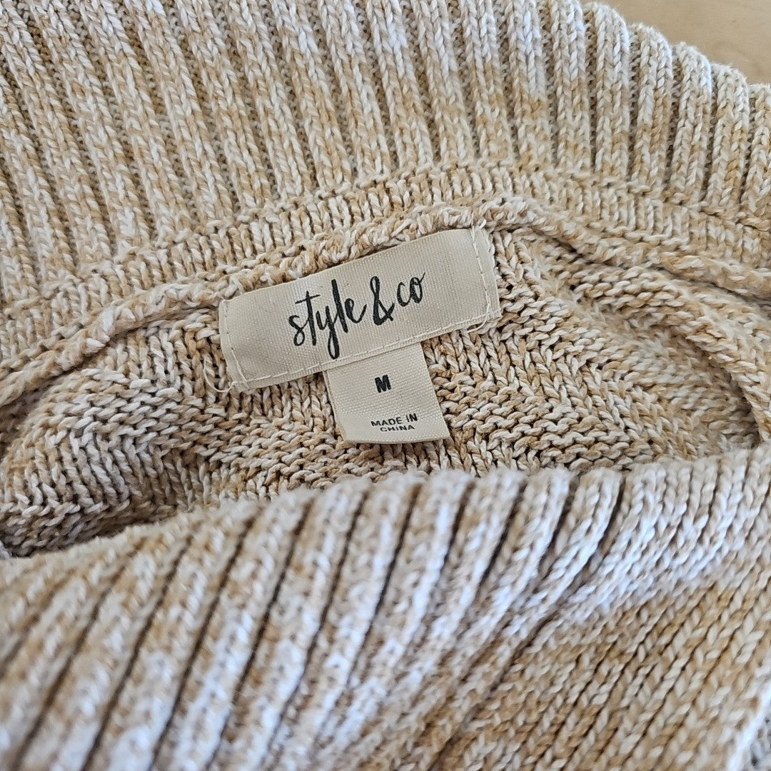 Style & Co. Size M Tan Knit Sweater