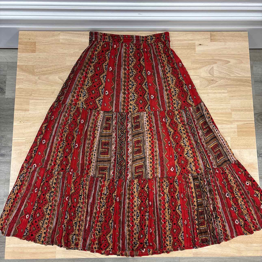 Amanda Smith Size M Red & Brown Cotton Preloved Skirt