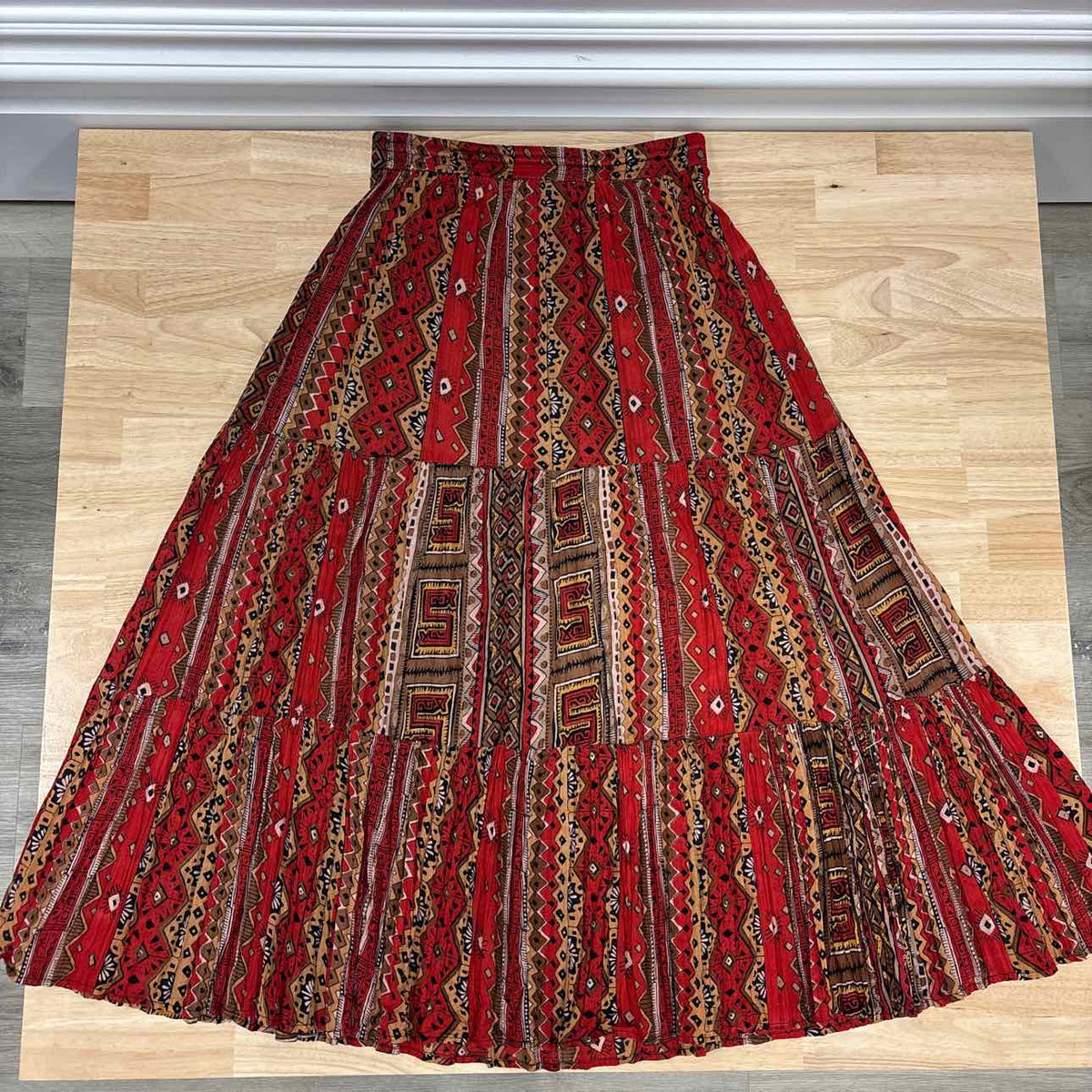 Amanda Smith Size M Red & Brown Cotton Preloved Skirt