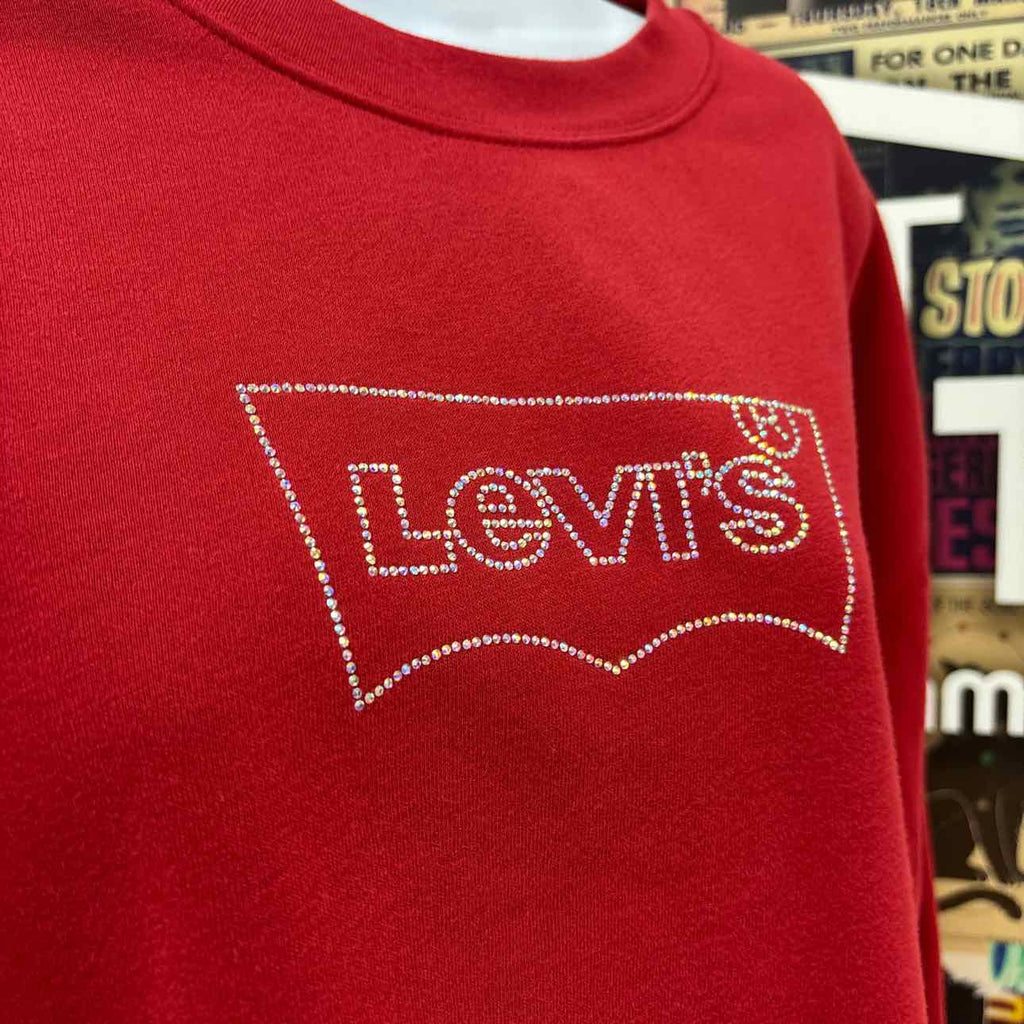 Levi's Size 1X Plus Size Everyday Crewneck Sweatshirt - Rhinestone Rythmic Red