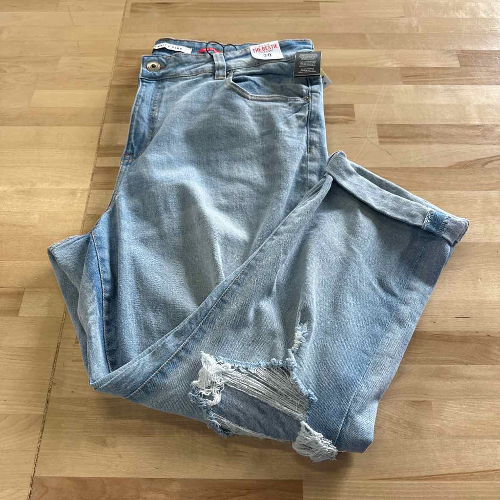 Celebrity pink Size 20 Trendy Plus Size Distressed Girlfriend Jeans - Sink Hole