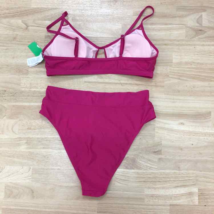 Cupshe Size L Rust/white Swimsuit Bottom/Top