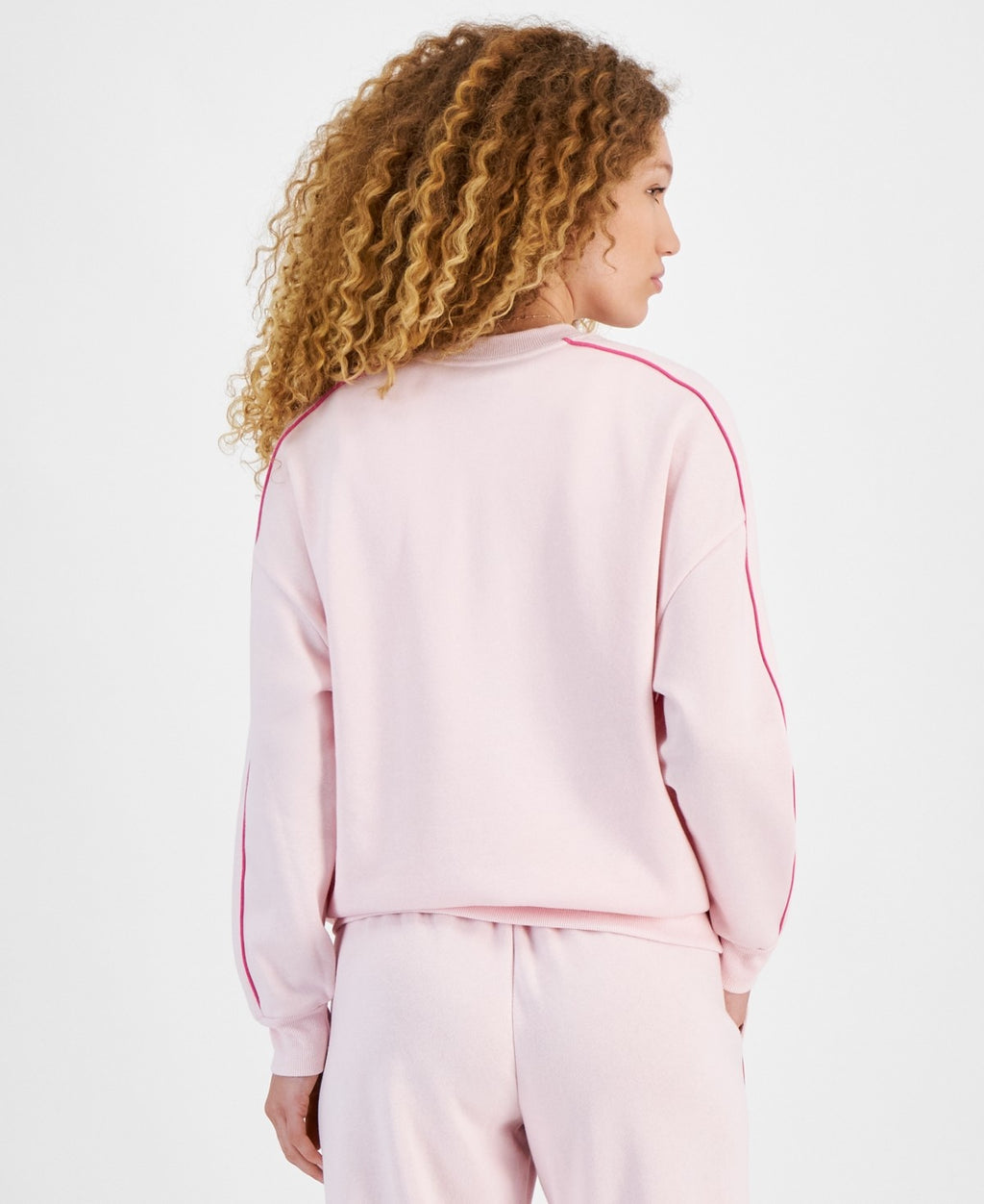 Rebellious One Juniors' New York Flocked Graphic Sweatshirt - Ballet Slipper