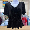 Modern Works Size XS Black Velvet New Blouse SS