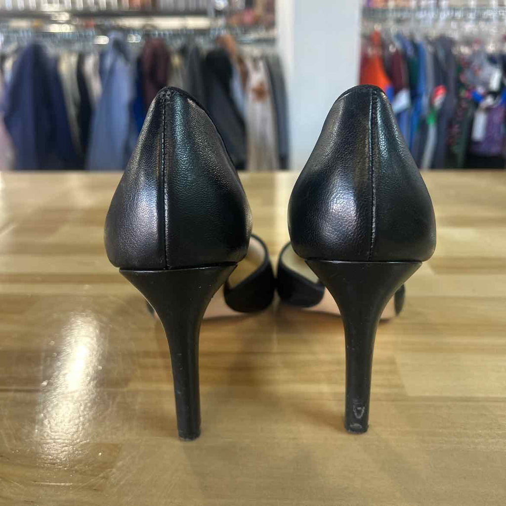 Adrienne Vittadini Size 8 Black Leather Preloved Heels
